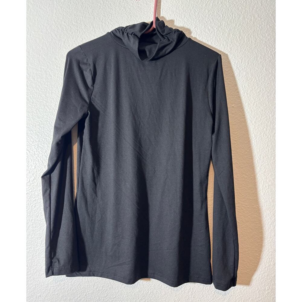 Zenana Women's Size L Dark Gray Long Sleeve Turtleneck Soft Stretch T-Shirt